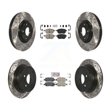 Front Rear Ceramic Pad Coated Drilled Slot Disc Brake Rotors Kit For Nissan Altima Maxima KDA-100748