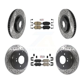 Front Rear Ceramic Pad And Coated Drilled Slotted Disc Brake Rotors Kit For Hyundai Azera KDA-100755