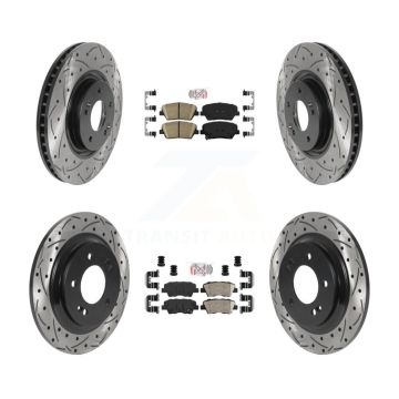 Front Rear Ceramic Pad & Drilled Slot Brake Rotor Kit For 2016-2017 Hyundai Azera Limited KDA-100765