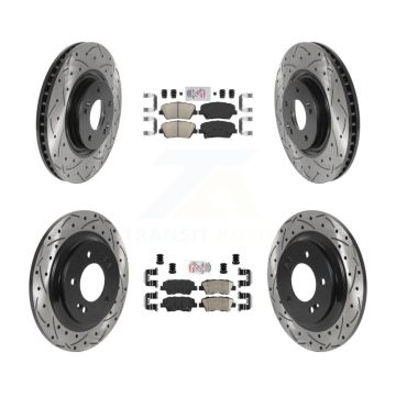 Front Rear Ceramic Pad & Drilled Slot Brake Rotor Kit For 2016-2017 Hyundai Azera Limited KDA-100767