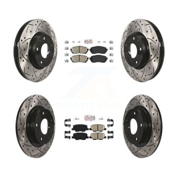 Front Rear Ceramic Pads And Coated Drilled Slotted Disc Brake Rotors Kit For Mazda 6 KDA-100769