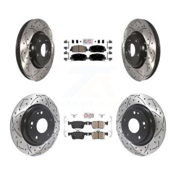 Front Rear Ceramic Pads And Coated Drilled Slotted Disc Brake Rotors Kit For Honda Civic KDA-100775