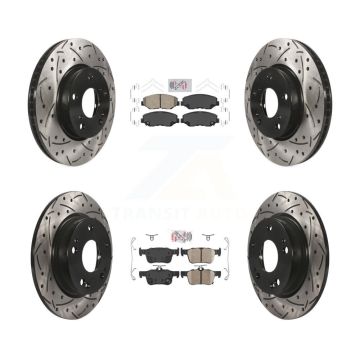 Front Rear Ceramic Pads And Coated Drilled Slotted Disc Brake Rotors Kit For Honda Civic KDA-100776