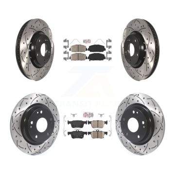 Front Rear Ceramic Pads And Coated Drilled Slotted Disc Brake Rotors Kit For Honda Civic KDA-100779