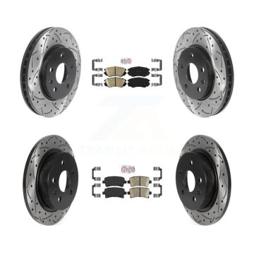 Front Rear Ceramic Pad Coat Drill Slot Disc Brake Rotors Kit For Chevrolet Malibu Limited KDA-100789