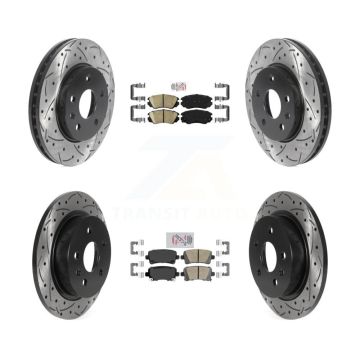 Front Rear Ceramic Pad & Coated Drilled Slotted Disc Brake Rotor Kit For Chevrolet Malibu KDA-100790