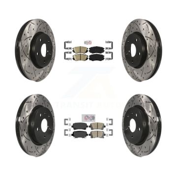 Front Rear Ceramic Pad & Drilled Slot Brake Rotor Kit For Chevrolet Malibu Buick LaCrosse KDA-100791