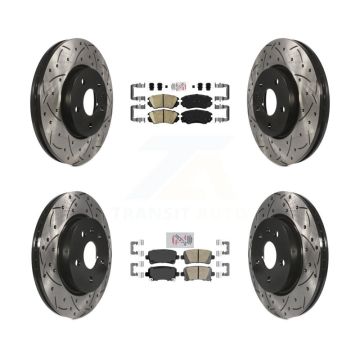 Front Rear Ceramic Pad & Drilled Slot Brake Rotor Kit For Chevrolet Malibu Buick LaCrosse KDA-100793