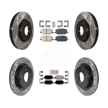 Front Rear Ceramic Pad & Coated Drilled Slotted Disc Brake Rotor Kit For Chevrolet Malibu KDA-100799