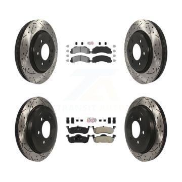 Front Rear Semi-Metallic Pad Drill Slot Disc Brake Rotors Kit For Ford Expedition Lincoln KDA-100803