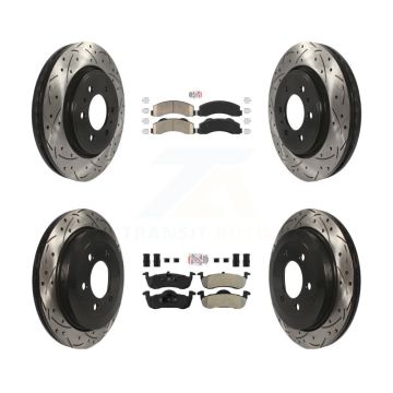 Front Ceramic Rear Semi-Metallic Pad Drill Slot Disc Brake Rotors Kit For Ford Expedition KDA-100804