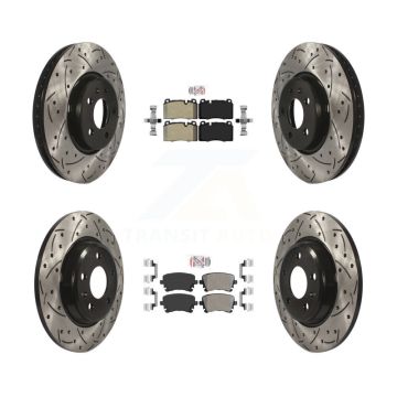 Front Rear Semi-Metallic Pad Drill Slot Disc Brake Rotor Kit For 2016 Audi Q5 FLEX engine KDA-100818