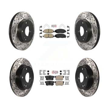 Front Rear Ceramic Pads And Coated Drilled Slotted Disc Brake Rotors Kit For Honda Civic KDA-100824
