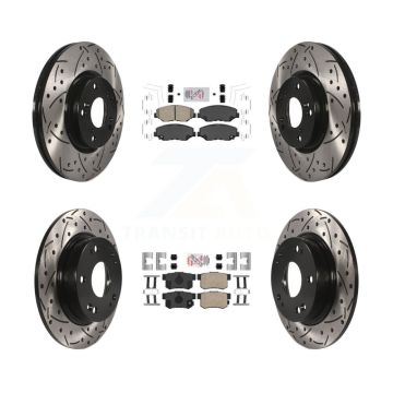 Front Rear Ceramic Pad Coated Drilled Slot Disc Brake Rotor Kit For Honda Civic Acura ILX KDA-100825