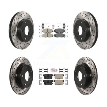 Front Rear Ceramic Pads And Coated Drilled Slotted Disc Brake Rotors Kit For Honda Civic KDA-100826