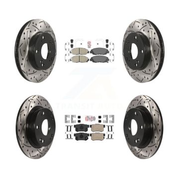Front Rear Ceramic Pads And Coated Drilled Slotted Disc Brake Rotors Kit For Honda Civic KDA-100827