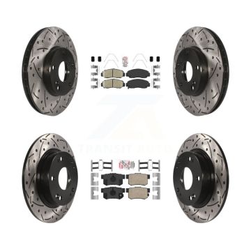 Front Rear Ceramic Pads And Coated Drilled Slotted Disc Brake Rotors Kit For Acura CSX KDA-100828
