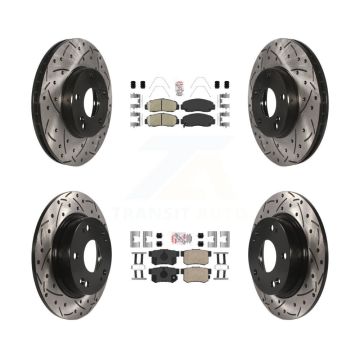 Front Rear Ceramic Pads And Coated Drilled Slotted Disc Brake Rotors Kit For Acura CSX KDA-100829