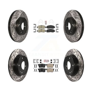 Front Rear Ceramic Pads And Coated Drilled Slotted Disc Brake Rotors Kit For Acura CSX KDA-100831