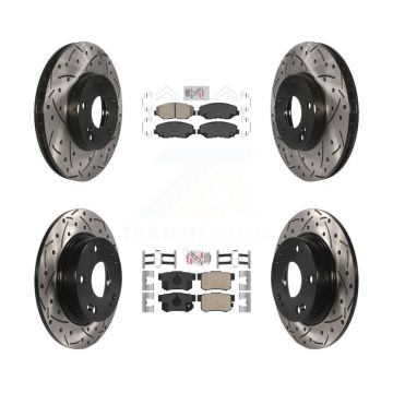 Front Rear Ceramic Pads And Coated Drilled Slotted Disc Brake Rotors Kit For Honda Civic KDA-100832