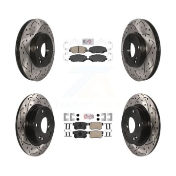 Front Rear Ceramic Pads And Coated Drilled Slotted Disc Brake Rotors Kit For Honda Civic KDA-100833