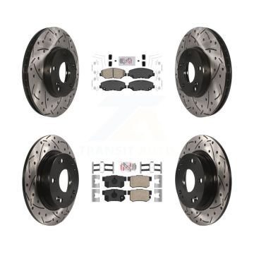 Front Rear Ceramic Pads And Coated Drilled Slotted Disc Brake Rotors Kit For Honda Civic KDA-100834