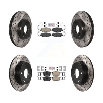 Front Rear Ceramic Pads And Coated Drilled Slotted Disc Brake Rotors Kit For Honda Civic KDA-100835