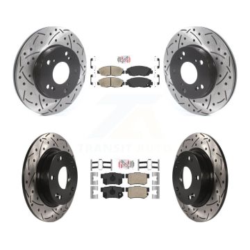 Front Rear Ceramic Pads And Coated Drilled Slotted Disc Brake Rotors Kit For Honda Civic KDA-100836