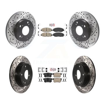 Front Rear Ceramic Pads And Coated Drilled Slotted Disc Brake Rotors Kit For Honda Civic KDA-100837