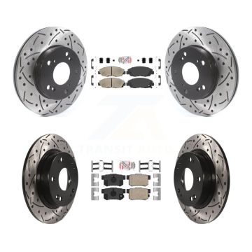 Front Rear Ceramic Pads And Coated Drilled Slotted Disc Brake Rotors Kit For Honda Civic KDA-100838
