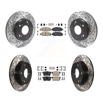 Front Rear Ceramic Pads And Coated Drilled Slotted Disc Brake Rotors Kit For Honda Civic KDA-100839