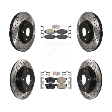 Front Rear Ceramic Pad Coated Drilled Slot Disc Brake Rotor Kit For Honda Civic Acura CSX KDA-100840