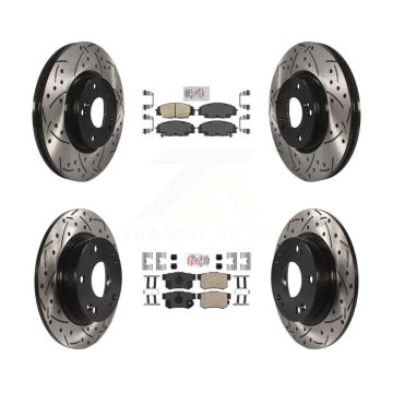 Front Rear Ceramic Pad Coated Drilled Slot Disc Brake Rotor Kit For Honda Civic Acura CSX KDA-100841