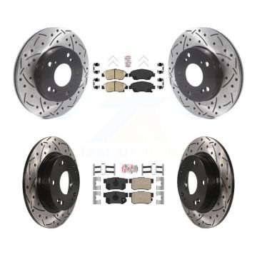 Front Rear Ceramic Pads And Coated Drilled Slotted Disc Brake Rotors Kit For Honda Civic KDA-100846