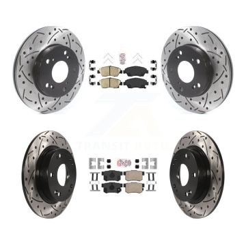 Front Rear Ceramic Pads And Coated Drilled Slotted Disc Brake Rotors Kit For Honda Civic KDA-100847