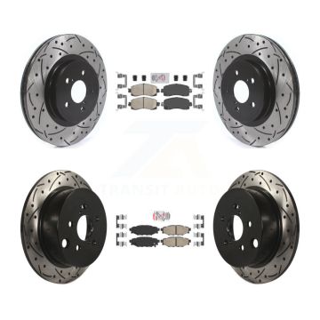 Front Rear Ceramic Pad Coat Drill Slot Disc Brake Rotors Kit For Subaru Crosstrek Impreza KDA-100850