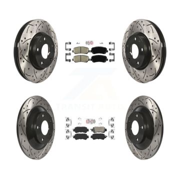 Front Rear Ceramic Pad Coated Drilled Slot Disc Brake Rotors Kit For 2013-2015 Mazda CX-5 KDA-100853