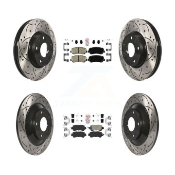 Front Rear Ceramic Pad Coated Drilled Slot Disc Brake Rotors Kit For 2013-2015 Mazda CX-5 KDA-100854