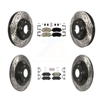 Front Rear Ceramic Pad Coated Drilled Slot Disc Brake Rotors Kit For 2013-2015 Mazda CX-5 KDA-100855
