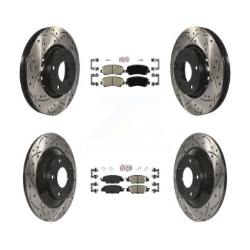 Front Rear Ceramic Pads And Coated Drilled Slotted Disc Brake Rotors Kit For Mazda CX-5 KDA-100858