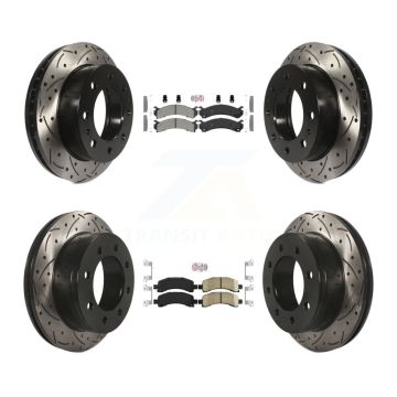 Front Semi-Metallic Rear Ceramic Pad Drill Slot Disc Brake Rotors Kit For GMC Savana 2500 KDA-100868