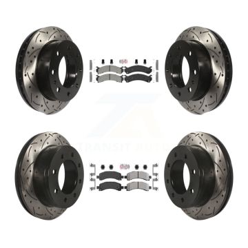 Front Rear Semi-Metallic Pad & Drilled Slot Brake Rotor Kit For GMC Savana 2500 Chevrolet KDA-100869