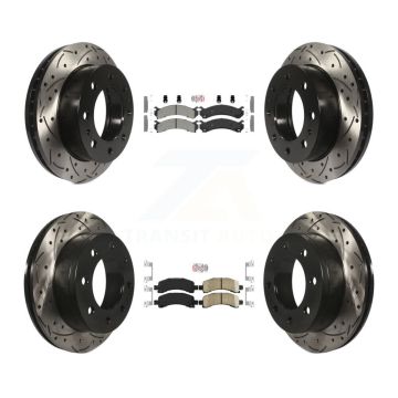 Front Semi-Metallic Rear Ceramic Pad Drill Slot Brake Rotor Kit For Chevrolet Express GMC KDA-100870