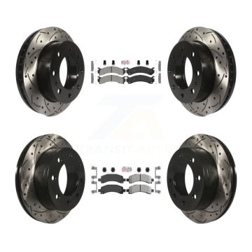 Front Rear Semi-Metallic Pad Drilled Slot Brake Rotors Kit For Chevrolet Express 2500 GMC KDA-100871