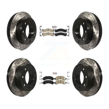 Front Rear Ceramic Pad Drilled Slot Brake Rotor Kit For Chevrolet Express 2500 GMC Savana KDA-100872