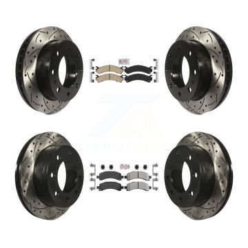 Front Ceramic Rear Semi-Metallic Pad Drill Slot Brake Rotor Kit For Chevrolet Express GMC KDA-100873