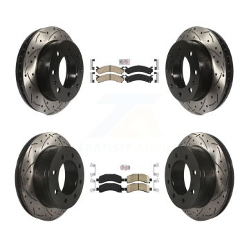 Front Rear Ceramic Pad Drilled Slot Brake Rotor Kit For GMC Savana 2500 Chevrolet Express KDA-100874