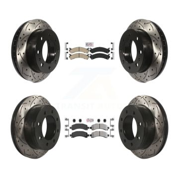 Front Ceramic Rear Semi-Metallic Pad Drill Slot Disc Brake Rotors Kit For GMC Savana 2500 KDA-100875