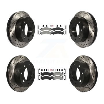 Front Rear Semi-Metallic Pad Drill Slot Brake Rotors Kit For Chevrolet GMC Sierra 2500 HD KDA-100880