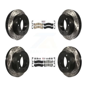 Front Ceramic Rear Semi-Metallic Pad Drill Slot Brake Rotors Kit For Chevrolet GMC Sierra KDA-100882